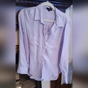 Lavender Silky Button-Up Blouse